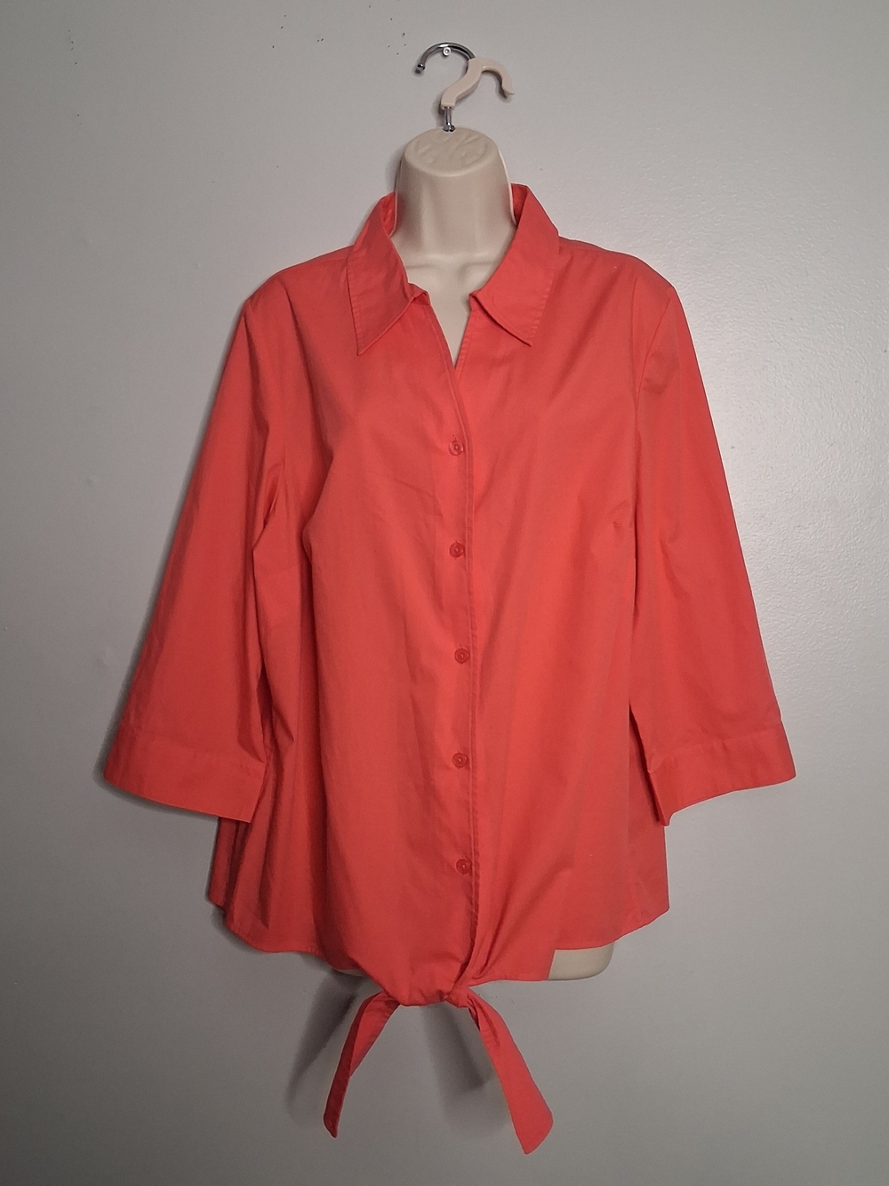Christopher & Banks Womens Pink Collared Button Front Blouse 1X
